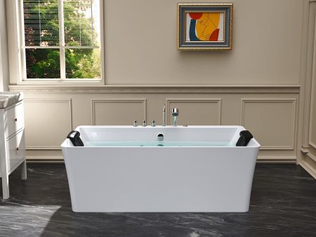 67  Freestanding Whirlpool Bathtub with Faucet and Center Drain For Sale