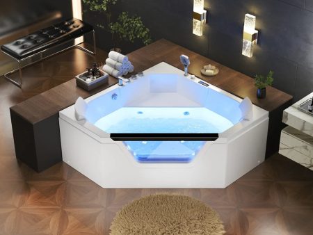 59  Alcove Combo Massage Whirlpool Inline Heater LED Tub with Left Drain Online