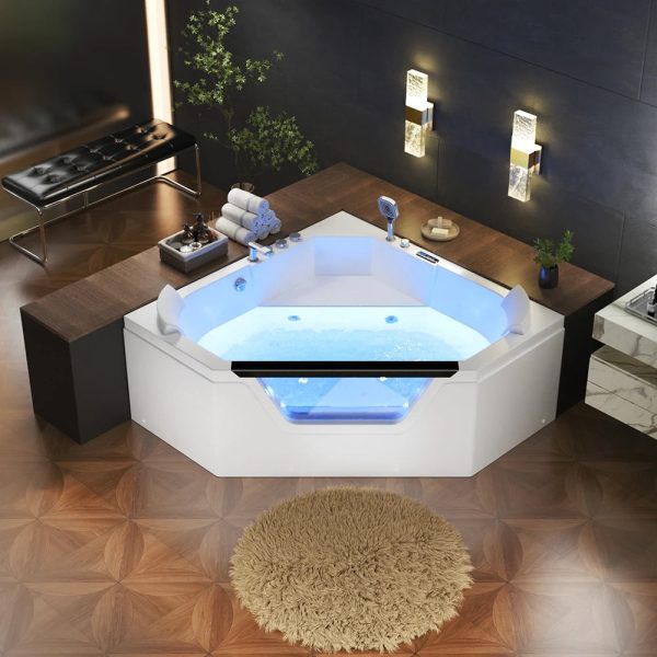 59  Alcove Combo Massage Whirlpool Inline Heater LED Tub with Left Drain Online