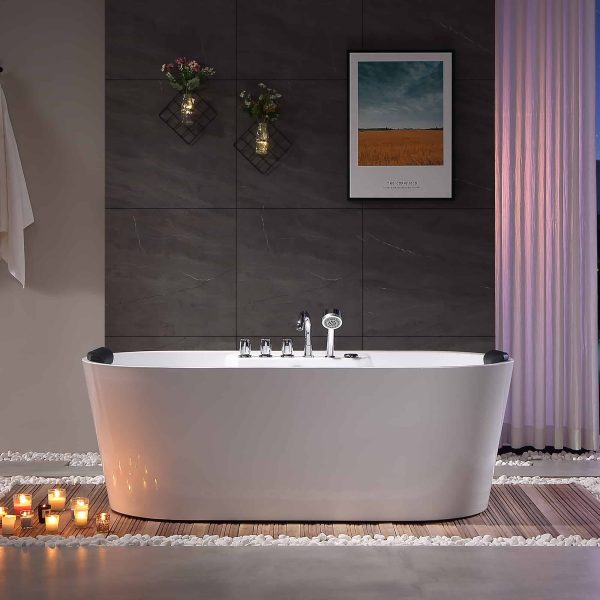 67  Freestanding Oval Whirlpool Bathtub with Center Drain Sale