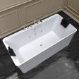 67  Freestanding Whirlpool Bathtub with Faucet and Center Drain For Sale