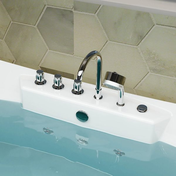 67  Freestanding Boat-shaped Whirlpool Bathtub with Center Drain Hot on Sale