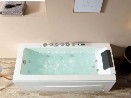 67  Alcove Combination Massage Inline Heater LED Tub with Left Drain Hot on Sale