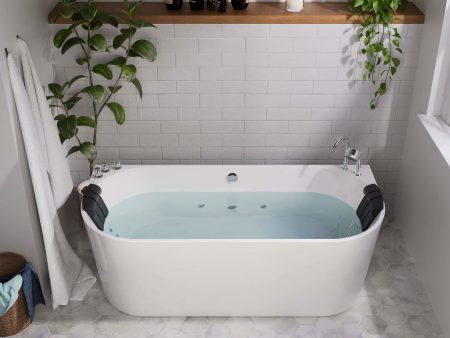 71  Freestanding Hydro Massage Whirlpool Bathtub with Center Drain Supply