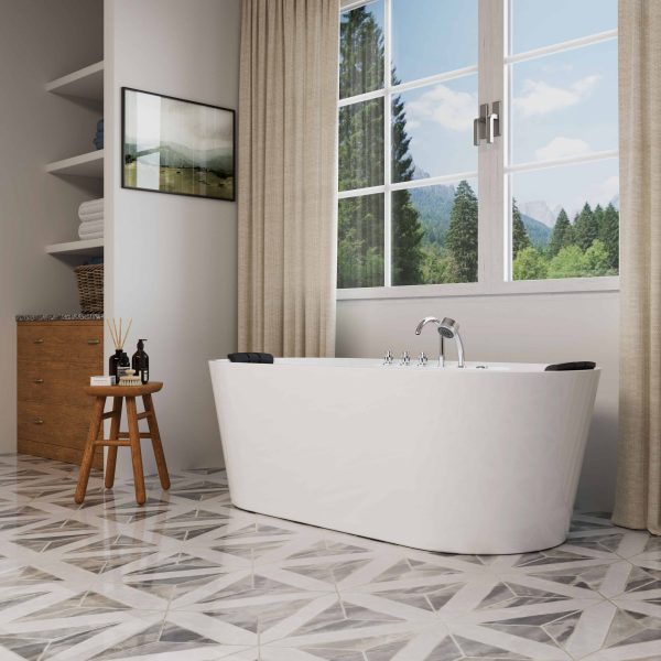 67  Freestanding Oval Whirlpool Bathtub with Center Drain Sale