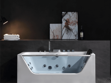 67  Alcove LED Whirlpool Bathtub with Center Drain Supply