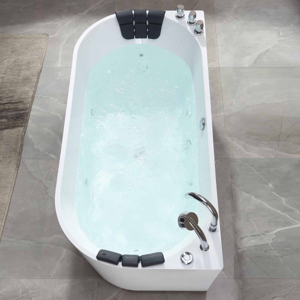 71  Freestanding Hydro Massage Whirlpool Bathtub with Center Drain Supply