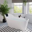 67  Freestanding Whirlpool Tub with Faucet and Reversible Drain Hot on Sale