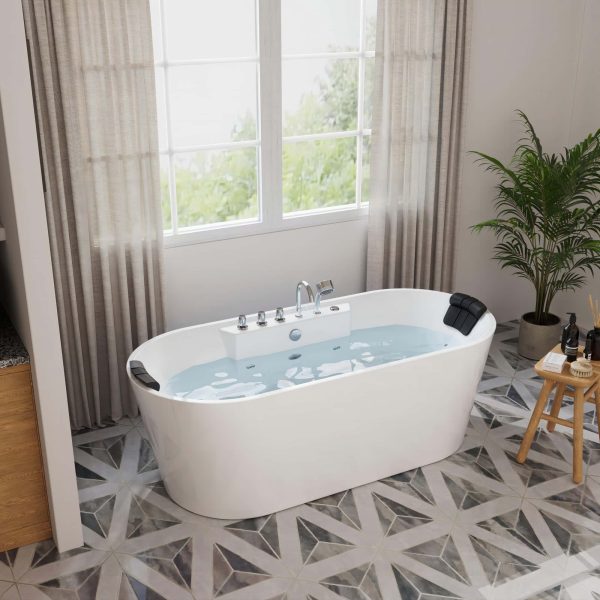 67  Freestanding Oval Whirlpool Bathtub with Center Drain Sale