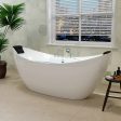 67  Freestanding Boat-shaped Whirlpool Bathtub with Center Drain Hot on Sale