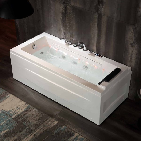 67  Alcove Combination Massage Inline Heater LED Tub with Left Drain Hot on Sale