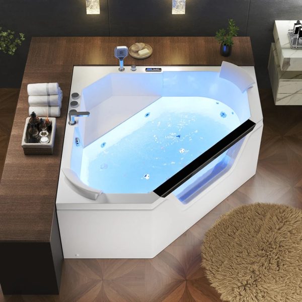 59  Alcove Combo Massage Whirlpool Inline Heater LED Tub with Left Drain Online