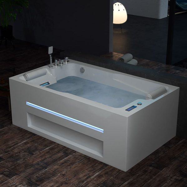 71 in. Alcove Massage Inline Heater 2-Person LED Tub With Left Drain For Cheap