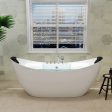 67  Freestanding Boat-shaped Whirlpool Bathtub with Center Drain Hot on Sale