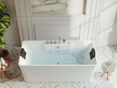 67  Freestanding Rectangle Whirlpool Bathtub with Center Drain Online Hot Sale