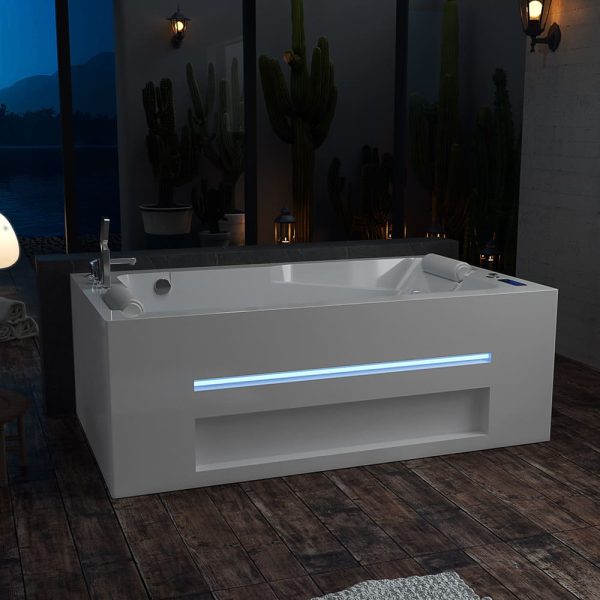 71 in. Alcove Massage Inline Heater 2-Person LED Tub With Left Drain For Cheap