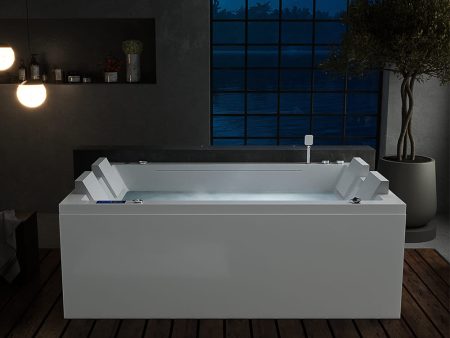 71 in. Freestanding Combination Massage 2-Person LED Tub With Center Drain Discount