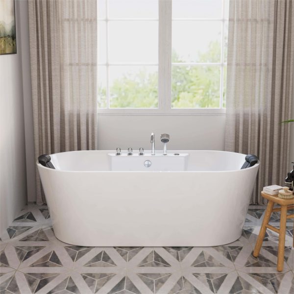 67  Freestanding Oval Whirlpool Bathtub with Center Drain Sale