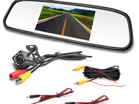 RG-205 Car Rear View Mirror Display 4.3   Truck Rearview Mirror Screen with Waterproof 12-LED Camera Sale