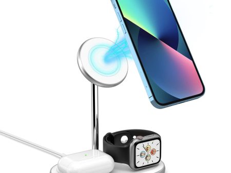 W32 Desktop 3-in-1 Magnetic Wireless Charger for Phone, Watch, Headset 15W Fast Charging Station Stand Online Hot Sale