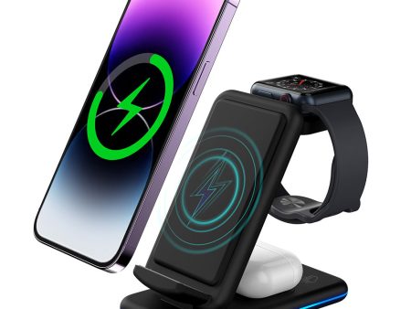 V15 3-in-1 Folding Wireless Charger for Mobile Phone   Headset   Watch 15W Max Charging Station Online Sale