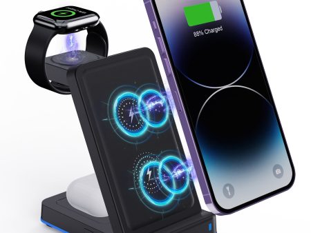 H24 Multi-Function 15W Wireless Phone Charger for Watch, Headset Portable Cordless Charging Stand Online Sale